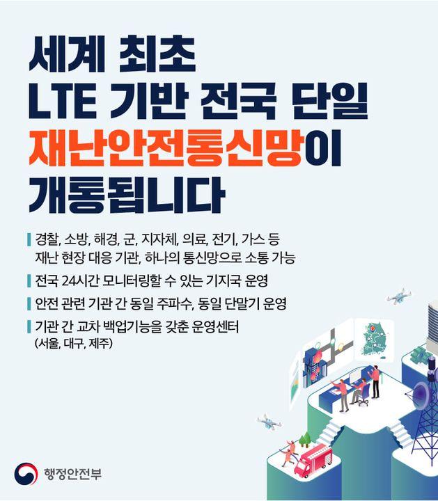 세계 최초 LTE 기반 전국 단일 재난안전통신망이 개통됩니다 하단내용 참조