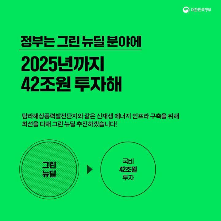 정부는 그린 뉴딜 분야에
2025년까지
42조원 투자해