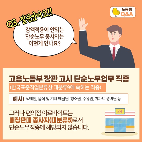 Q3. 감액적용이 안되는 단순노무 종사자는 어떤게 있나요?