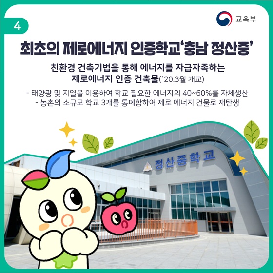 최초의 제로에너지 인증학교 ‘충남 정산중’