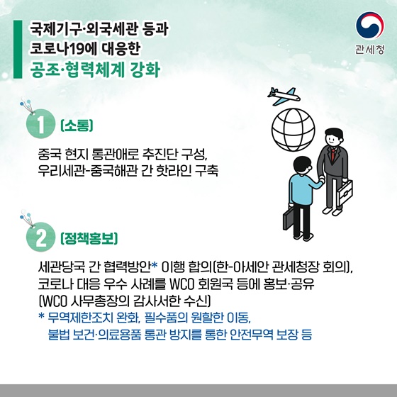 국제기구·외국세관 등과 코로나19에 대응한 공조·협력체계 강화