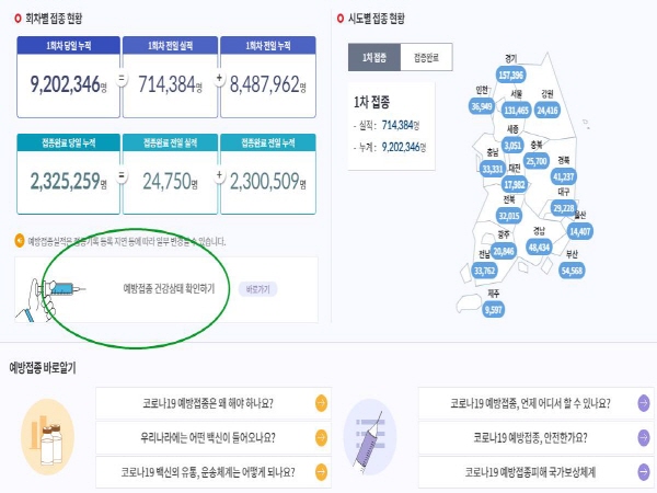 코로나19백신 및 예방접종 누리집에서 이상 반응을 신고할 수 있다.