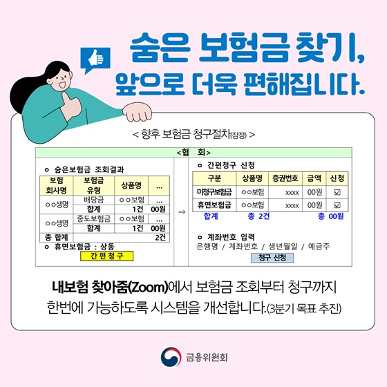 숨은 보험금 찾기, 앞으로 더욱 편해집니다.