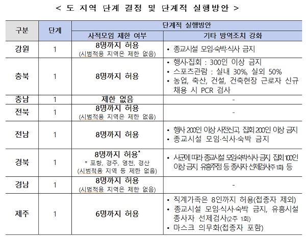 도 지역 단계 결정 및 단계적 실행방안