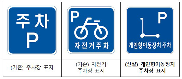 신설되는 개인형이동장치 주차장 표지