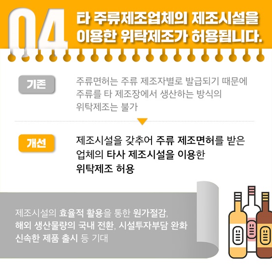 4. 타 주류제조업체의 제조시설을 이용한 위탁제조가 허용됩니다.