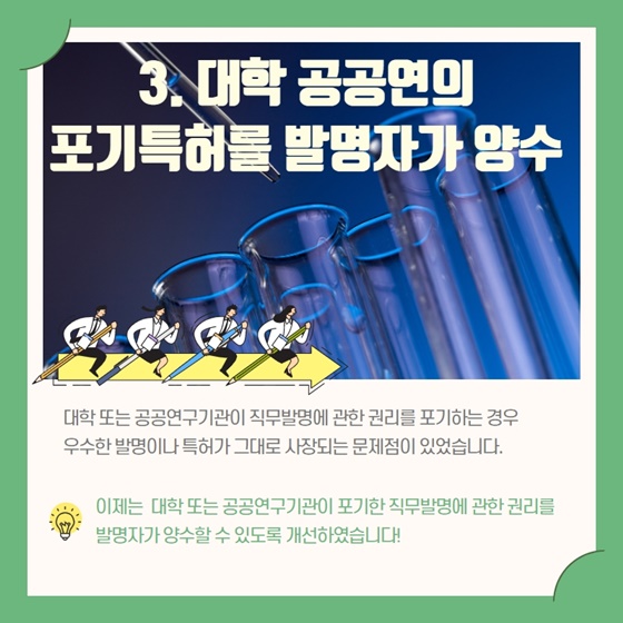 3. 대학 공공연의 포기특허를 발명자가 양수