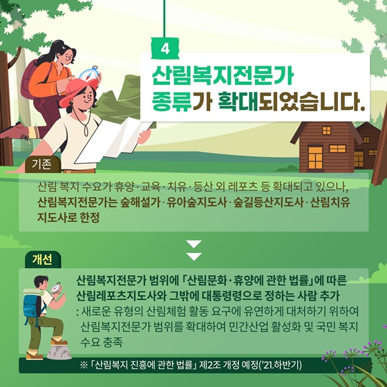 4. 산림복지전문가 종류가 확대되었습니다.