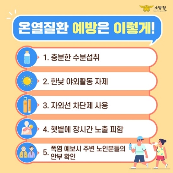 폭염에서 발생할 수 있는 온열질환 예방법 포스터.(출처=소방청)