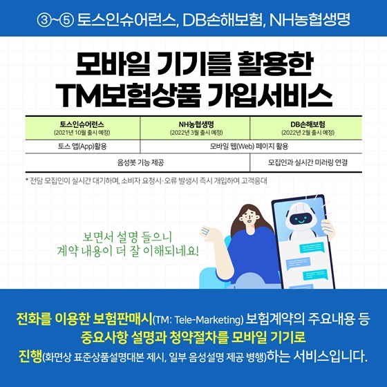 모바일 기기를 활용한 TM보험상품 가입서비스