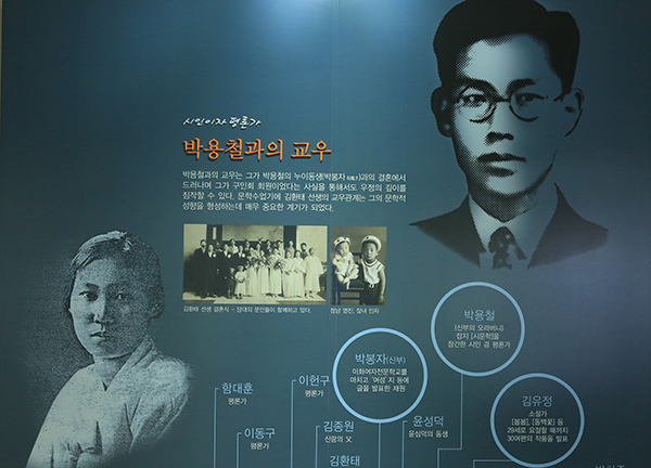 김환태는 1936년 ‘구인회(九人會)’에 입회, 시문학파 작가들과 교유했는데 그의 부인 박봉자가 용아 박용철의 누이동생이다. 박봉자는 소설가 김유정으로부터 끝없는 구애를 받았던 당대의 재원이었다.