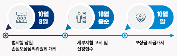 손실보상제도 지급추진 일정안.