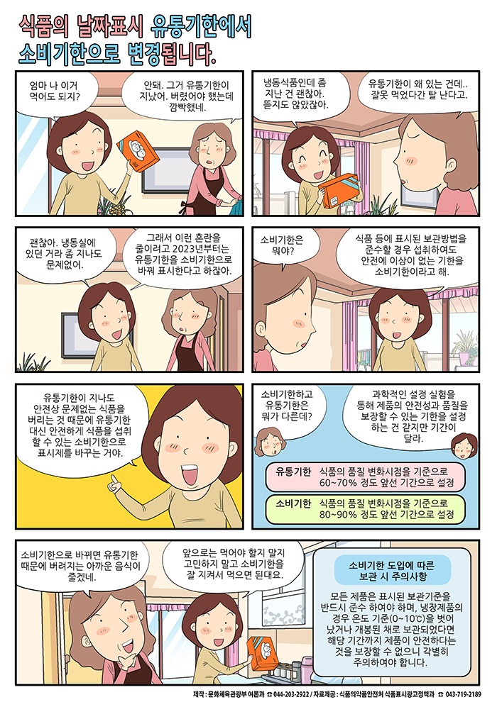 [정책만화] 식품의 날짜표시, 유통기한에서 소비기한으로 변경됩니다.