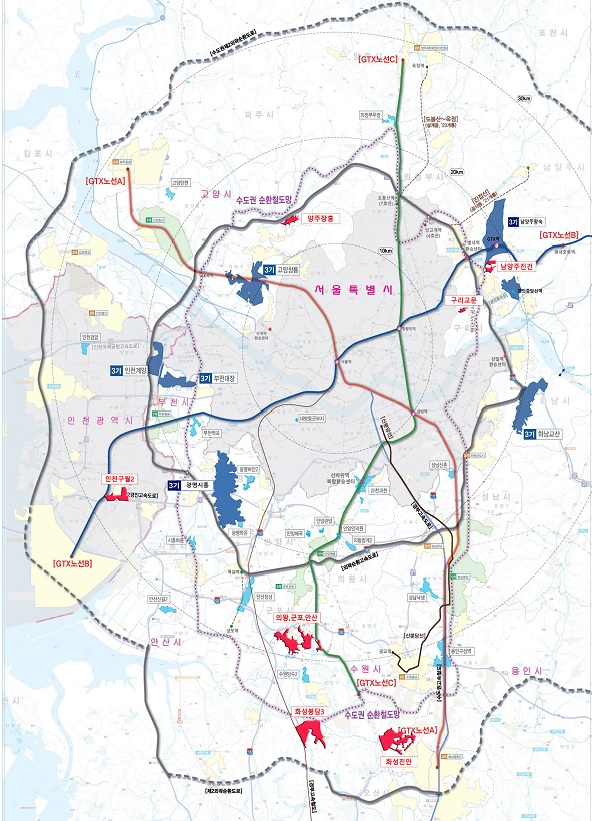수도권 신규 공공택지 위치도.