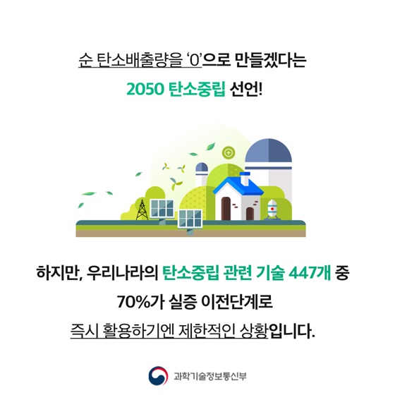 순 탄소배출량을 ‘0’으로 만들겠다는 2050 탄소중립 선언