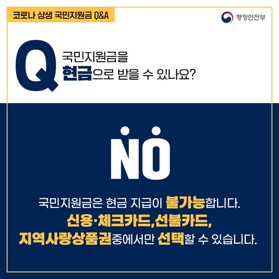 국민지원금을 현금으로 받을 수 있나요?