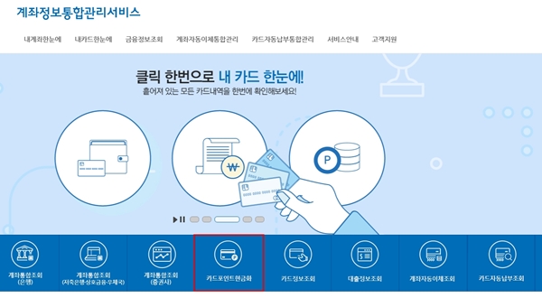 이 누리집에 들어가 표시된 부분을 클릭하면 내 포인트를 현금화할 수 있다.(출처=https://www.payinfo.or.kr/payinfo.html)