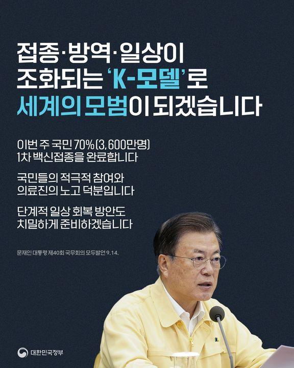 접종·방역·일상이 조화되는 ‘K-모델’로 세계의 모범이 되겠습니다 하단내용 참조