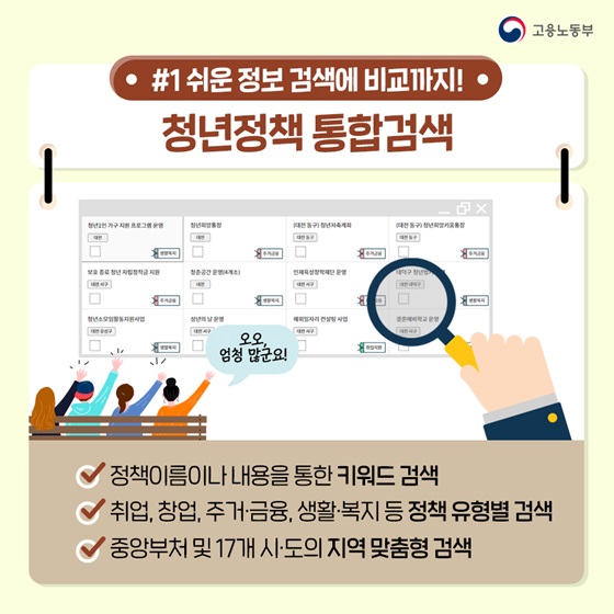 쉬운 정보 검색에 비교까지! 청년정책 통합검색