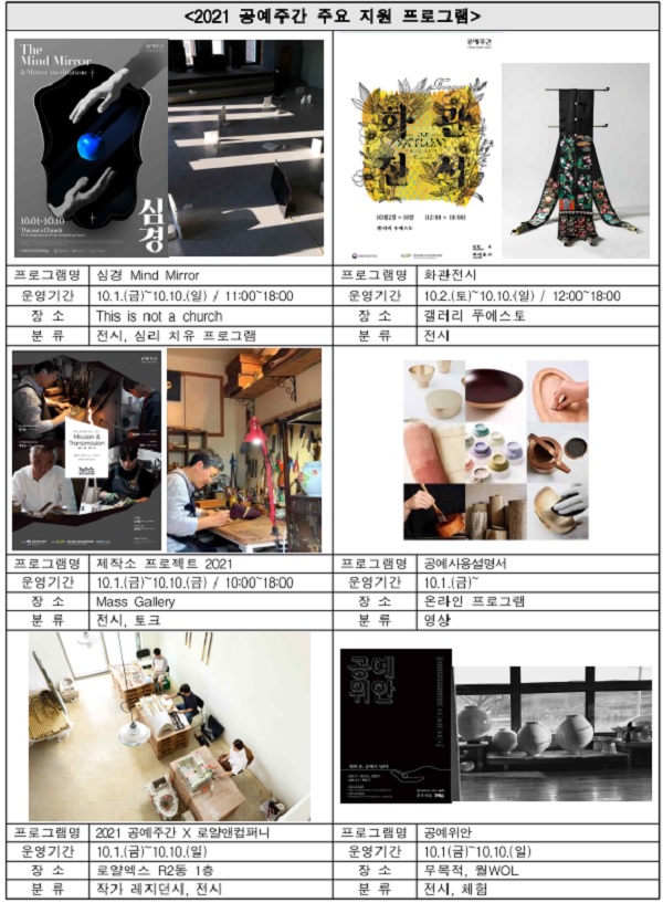 2021 공예주간 주요 지원 프로그램