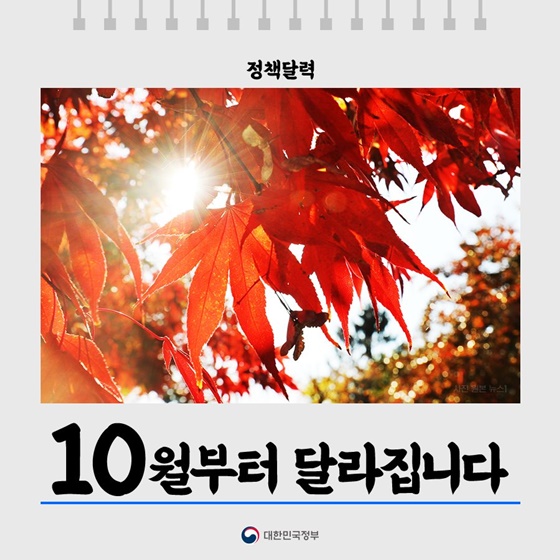 [정책달력] 10월부터 달라집니다 하단내용 참조