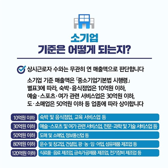 Q. 소기업 기준은 어떻게 되는지?