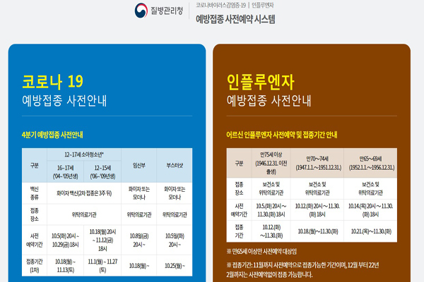 질병관리청 예방접종도우미시스템에 접속하면 대상자별 일정을 알 수 있다. (사진=질병관리청 누리집)