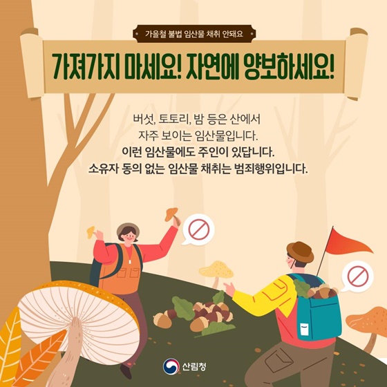 가져가지 마세요! 자연에 양보하세요!