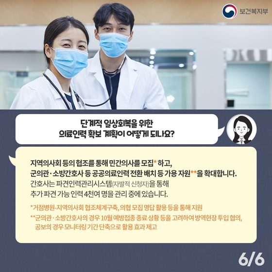 Q5. 단계적 일상회복을 위한 의료인력 확보 계획이 어떻게 되나요?