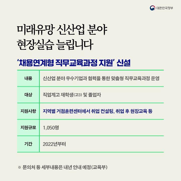 ‘채용연계형 직무교육과정 지원’ 신설