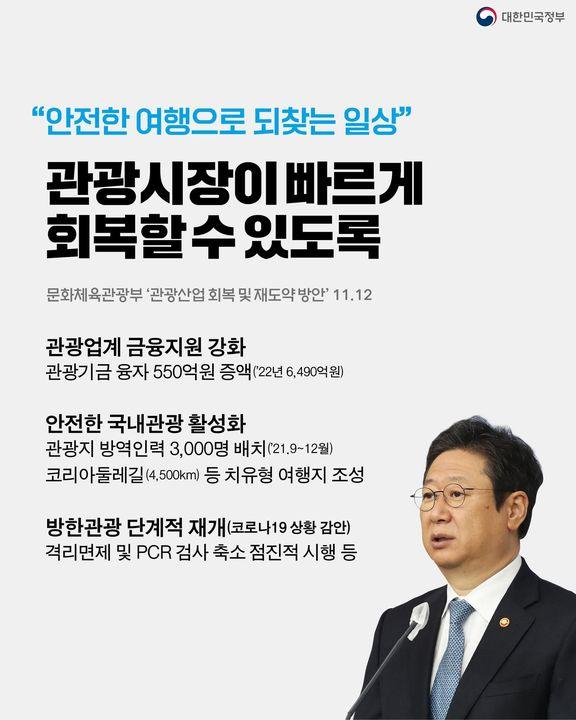 관광시장이 빠르게 회복될 수 있도록 하단내용 참조