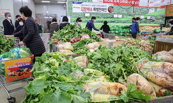 서울 시내 한 마트에서 김장에 사용할 재료를 고르고 있는 모습. (사진=저작권자(c) 연합뉴스, 무단 전재-재배포 금지)