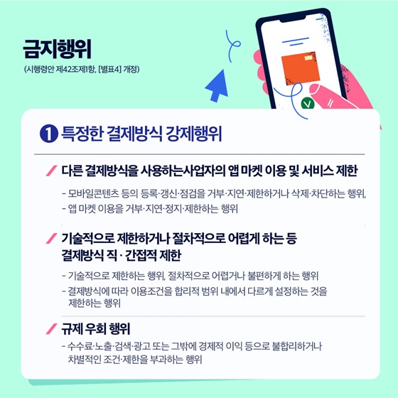 금지행위 ①특정한 결제방식 강제행위