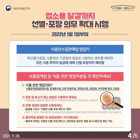 업소용 달걀까지 선별·포장 의무 확대 시행