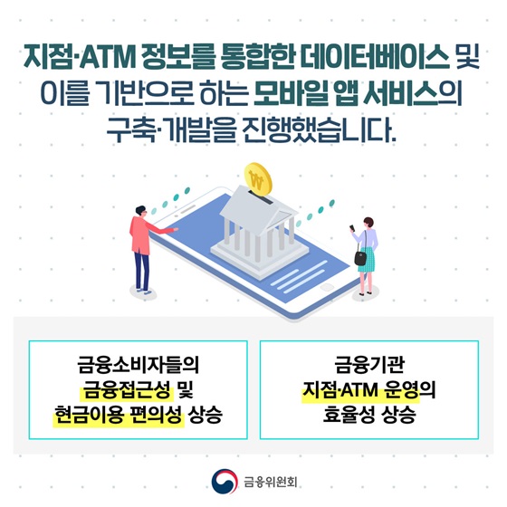 지점·ATM 정보를 통합한 데이터베이스 및 이를 기반으로 하는 모바일 앱 서비스의 구축·개발을 진행