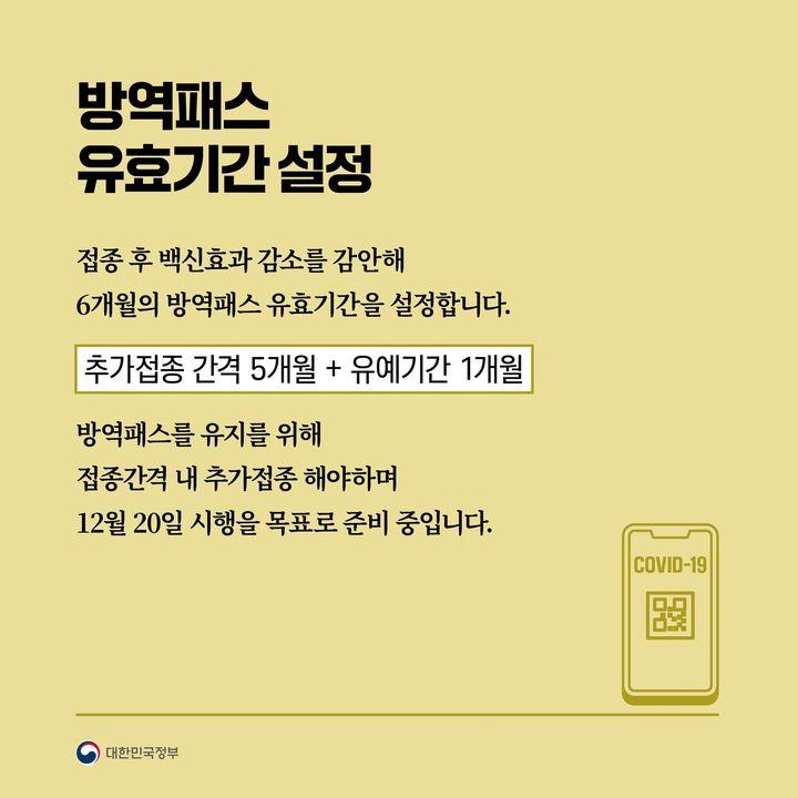 방역패스 유효기간 설정