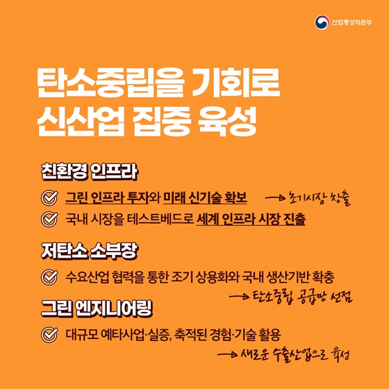 탄소중립을 기회로 신산업 집중 육성