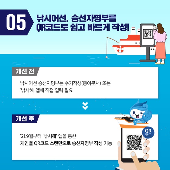 낚시어선, 승선자명부를 QR코드로 쉽고 빠르게 작성