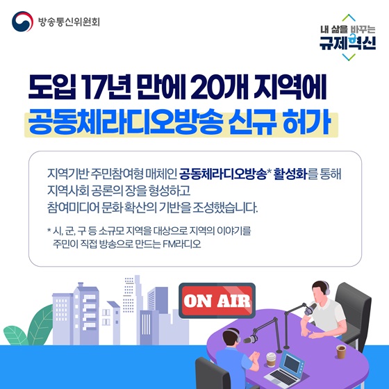 도입 17년 만에 20개 지역에 공동체라디오방송 신규 허가