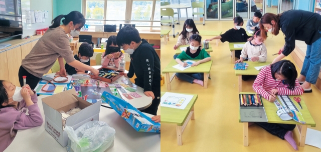 ▶늘봄 돌봄교실은 미술, 환경, 음악 등 다양한 단체 프로그램을 진행하고 있다. (사진=늘봄 돌봄센터)