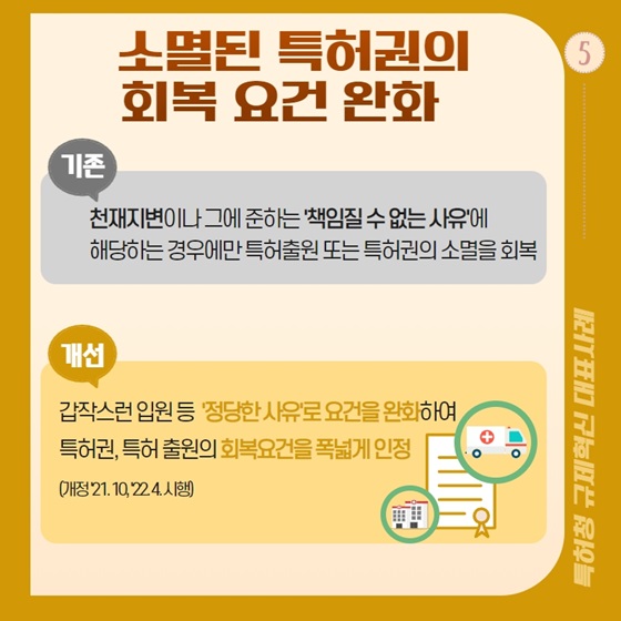 5. 소멸된 특허권의 회복 요건 완화