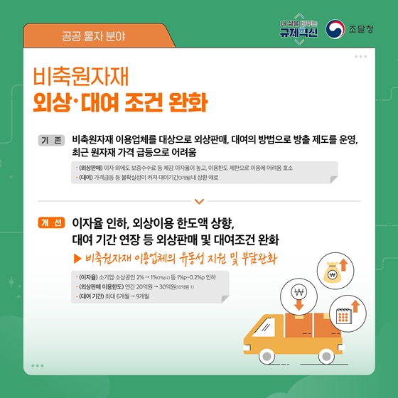 비축원자재 외상·대여 조건 완화