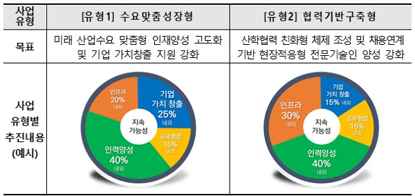 전문대 링크 3.0 사업 신청유형.