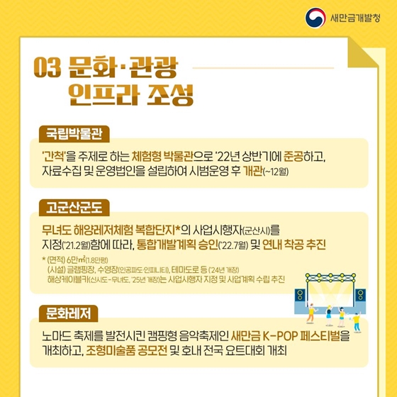 2022년 새만금개발청 핵심 추진과제 - ⑥ 새만금 문화·관광 활성화