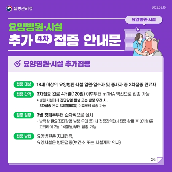 면역저하자 & 요양병원·시설 추가(4차) 접종 안내