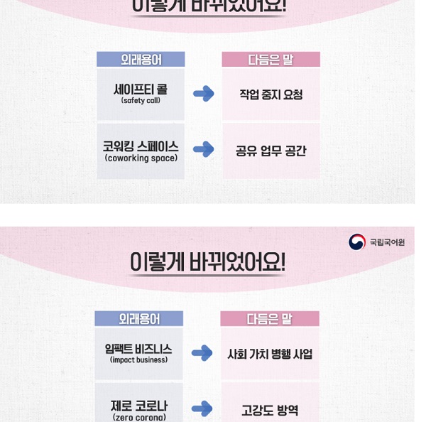 외래용어를 다듬은 말들