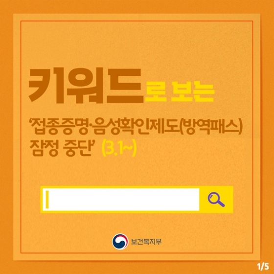 키워드로 보는 ‘접종증명·음성확인제도(방역패스) 잠정 중단’(3.1~)