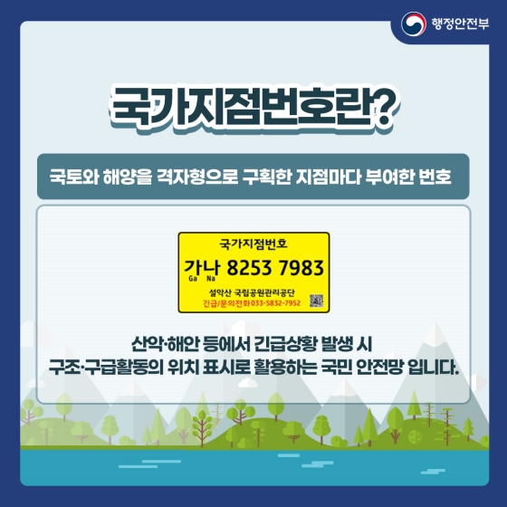 산악·해안 조난신고는 ‘국가지점번호’를 이용하세요!