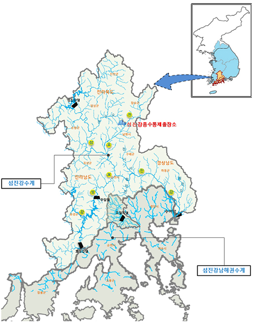 섬진강홍수통제출장소 관내도.