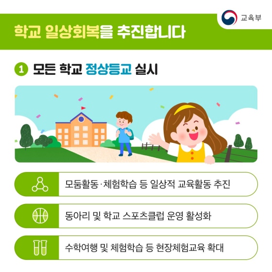 온전한 학교 일상 회복, 5월 2일부터 본격 시작됩니다!